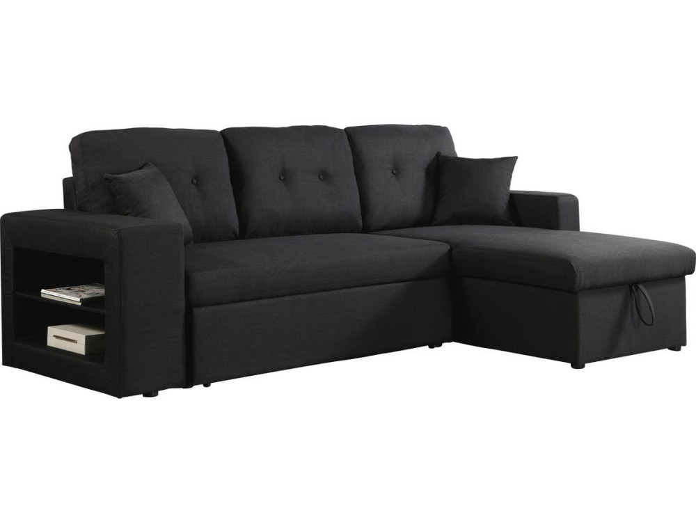 Canapé d'angle convertible/réversible "Axel" - 3 places - Noir