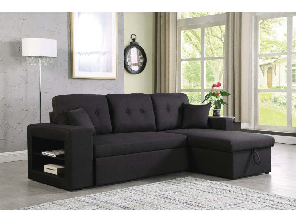Canapé d'angle convertible/réversible "Axel" - 3 places - Noir