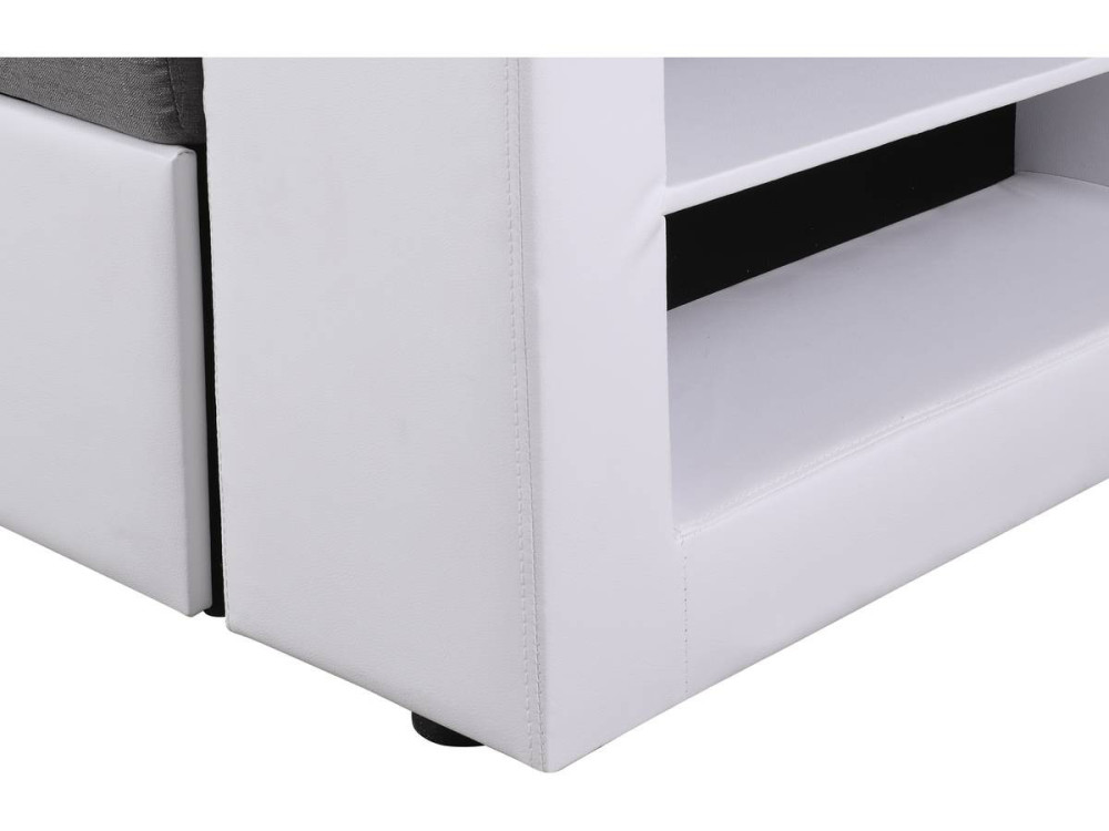 Canapé d'angle convertible/réversible "Axel" - 3 places - Blanc/Gris
