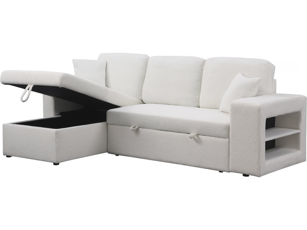 Canapé d'angle bouclettes convertible/reversible "Axel" - 3 Places - Blanc