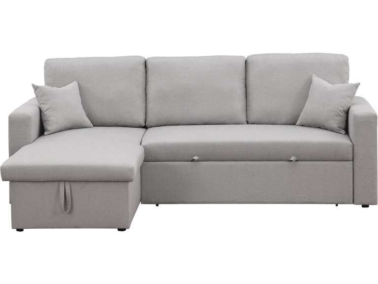 Canapé d'angle convertible/ réversible avec coffre "Alain" - 3 places - Gris clair