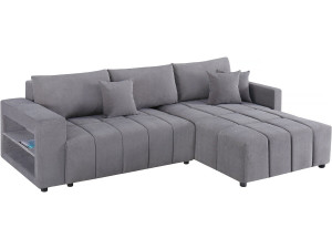 Canapé d'angle convertible tissu chenille 3 places - "Trocadero" - Gris