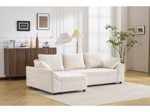 Canapé d'angle convertible et reversible en tissu texturé "Vaugirard II" - 3 places - Beige 2