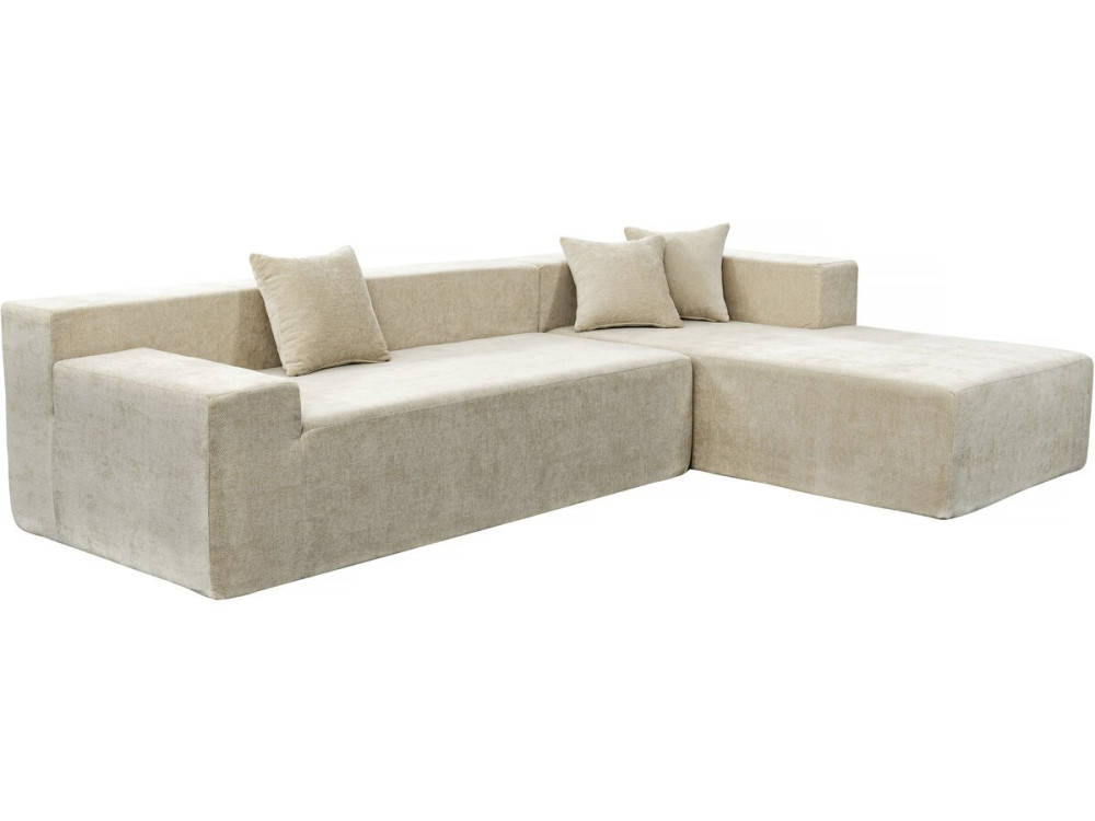 Canapé d'angle en tissu texturé "Tessaro" - 4 places - Beige