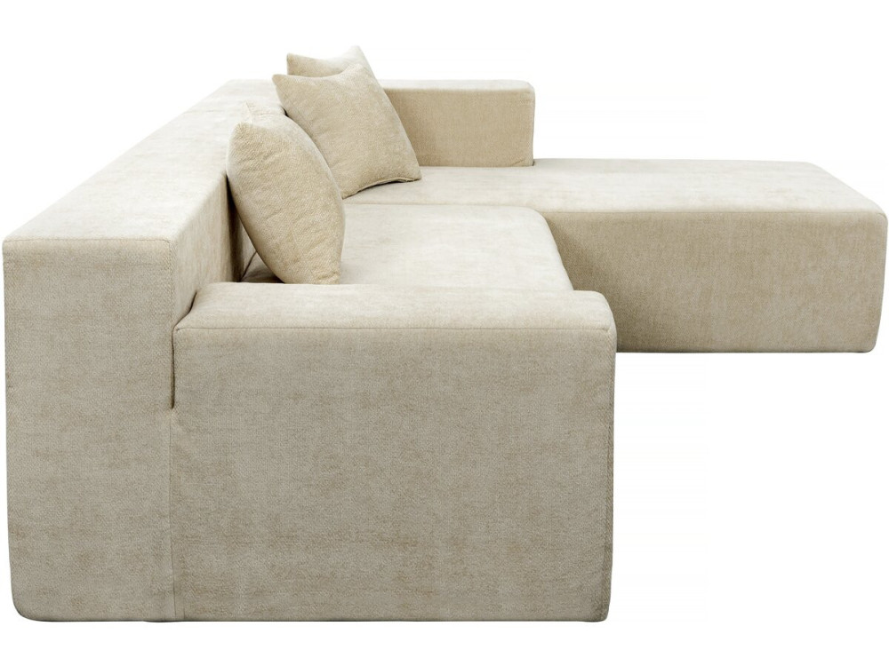 Canapé d'angle en tissu texturé "Tessaro" - 4 places - Beige