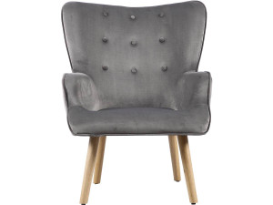 Fauteuil style scandinave velours "Odense" - 73 x 81 x 92.5 cm - 1 place - Gris 2