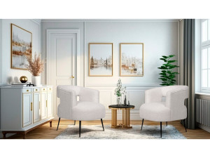 Fauteuil en tissu bouclette "iris" - Blanc 2