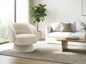 Fauteuil pivotant en tissu bouclette "Franklin" - 74 x 75 x 75 cm - Beige 2