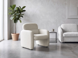 Fauteuil lounge en tissu chiné "Cozmo" - 78 x 79 x 77 cm - Crème 2