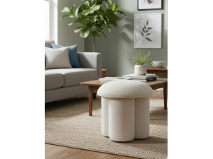 Pouf en tissu "Magnus" - 45 x 45 x 48 cm - Blanc 2