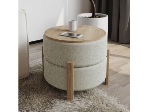 Pouf en bois "Clone" - 47 x 48 x 45 cm - Beige 2