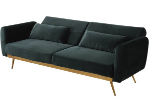 Canapé Clic Clac en velours "Donia" - 203 x 81 x 83 cm - 3 places - Vert foncé