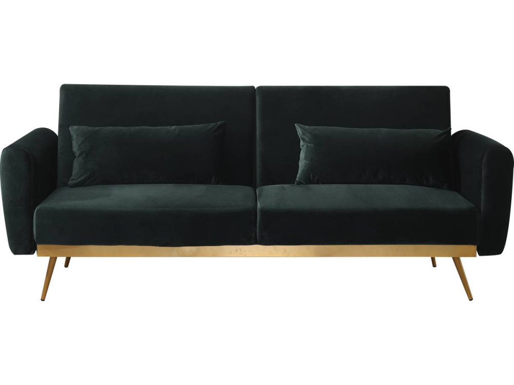 Canapé Clic Clac en velours "Donia" - 203 x 81 x 83 cm - 3 places - Vert foncé