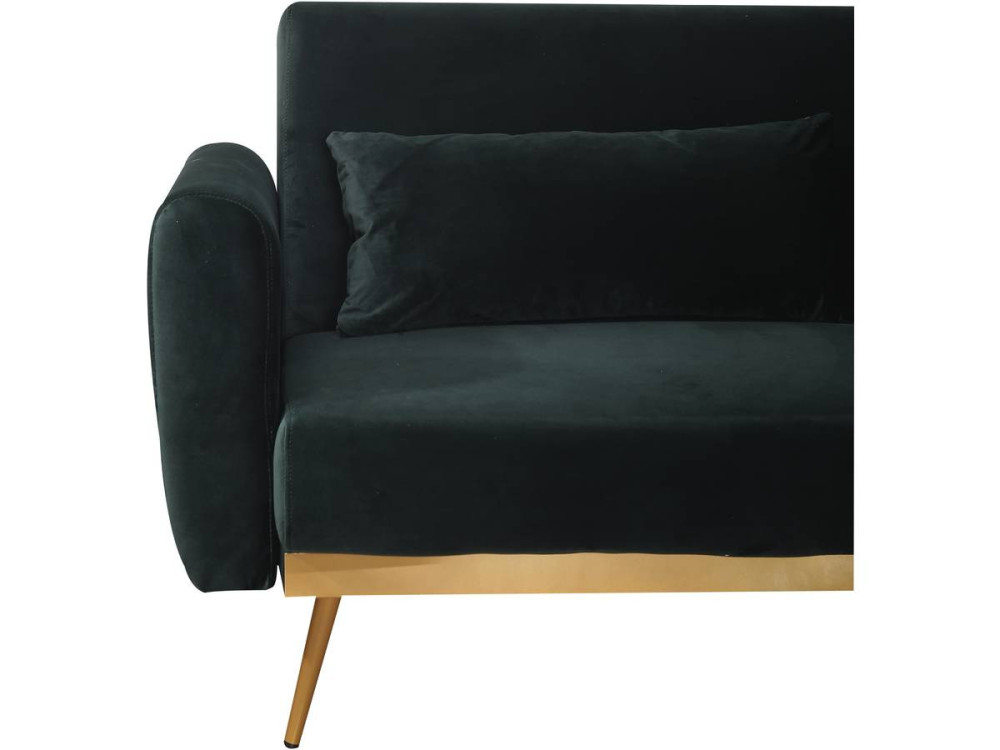 Canapé Clic Clac en velours "Donia" - 203 x 81 x 83 cm - 3 places - Vert foncé