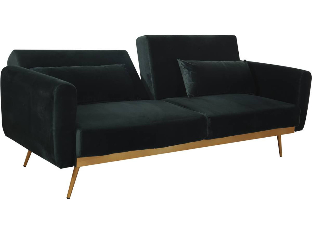 Canapé Clic Clac en velours "Donia" - 203 x 81 x 83 cm - 3 places - Vert foncé