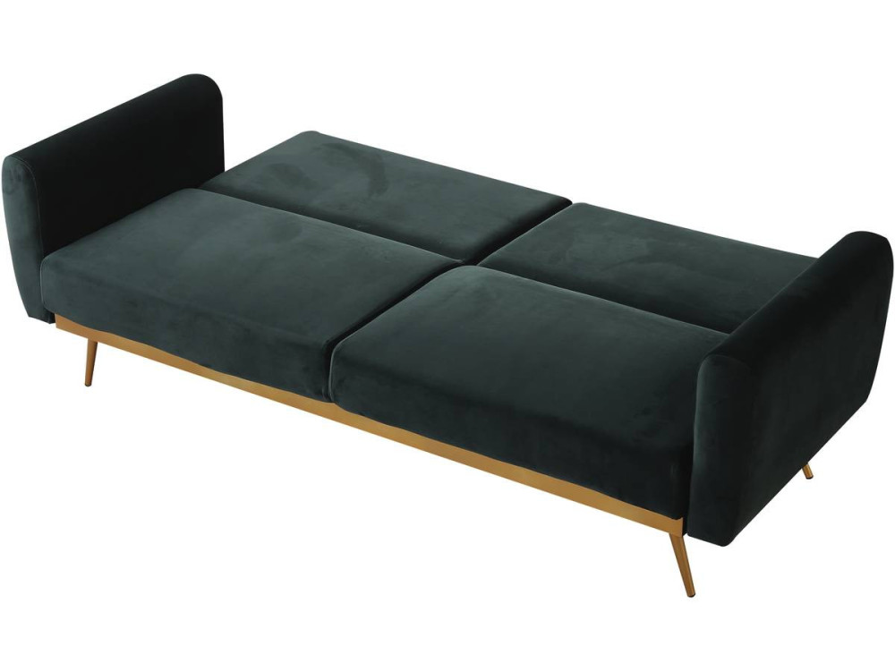 Canapé Clic Clac en velours "Donia" - 203 x 81 x 83 cm - 3 places - Vert foncé