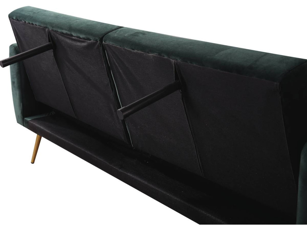 Canapé Clic Clac en velours "Donia" - 203 x 81 x 83 cm - 3 places - Vert foncé