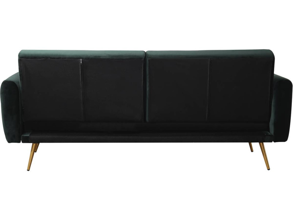 Canapé Clic Clac en velours "Donia" - 203 x 81 x 83 cm - 3 places - Vert foncé