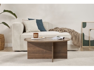 Table basse en bois "Soleil" - 90 x 90 x 40 cm - Noyer 2