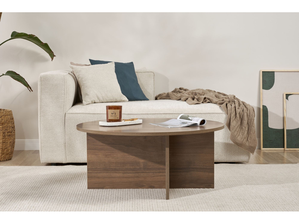 Table basse en bois "Soleil" - 90 x 90 x 40 cm - Noyer