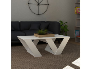 Table basse en bois "Pipra" - 110 x 60 x 40 cm - Blanc 2