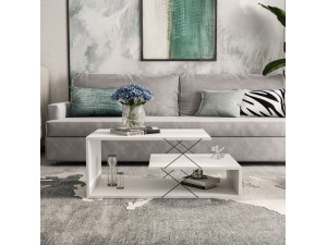 Table basse en bois "Cayenne" - 100 x 50 x 40 cm - Blanc 2