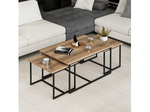 Table gigogne (3 pièces) en bois "Levada" - 90 x 60 x 42 cm - Noyer 2