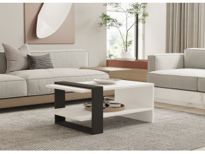 Table basse en bois "Funda" - 80 x 55 x 35 cm - AnthraciteBlanc 2