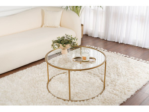 Table basse en métal "Aurum" - 80 x 80 x 43 cm - Or Transparent 2