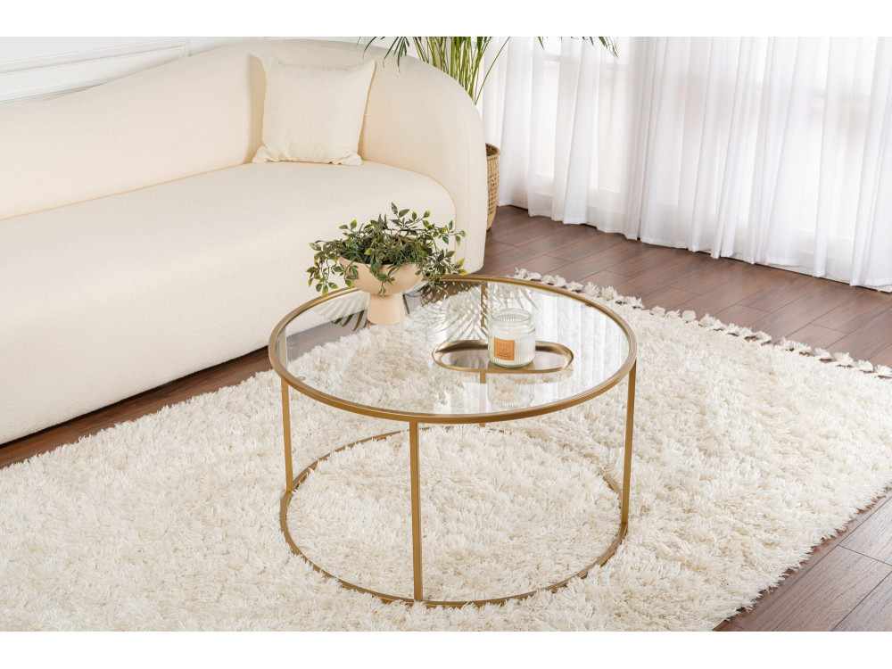 Table basse en métal "Aurum" - 80 x 80 x 43 cm - Or Transparent
