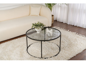 Table basse en métal "Aurum" - 80 x 80 x 43 cm - Noir Gris 2