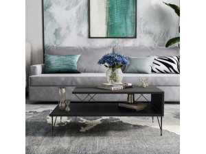 Table basse en bois "Loire" 100 x 50 x 40 cm - Anthracite 2