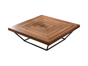 Table Basse en bois "Cora" - 100 x 100 x 32 cm - Noyer