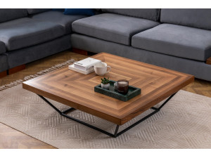 Table Basse en bois "Cora" - 100 x 100 x 32 cm - Noyer 2