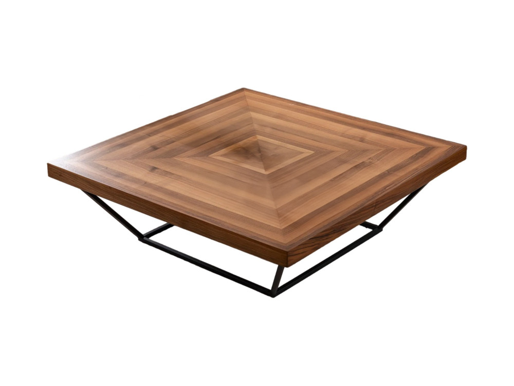 Table Basse en bois "Cora" - 100 x 100 x 32 cm - Noyer