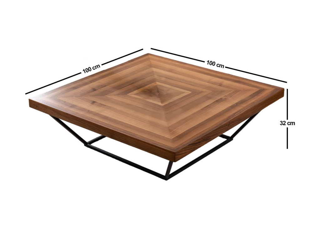 Table Basse en bois "Cora" - 100 x 100 x 32 cm - Noyer