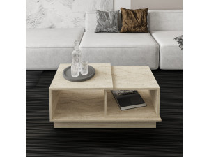 Table basse en bois "Consept" - 90 x 45 x 36 cm - Travertin 2