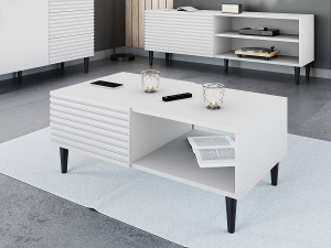 Table basse "Nakomo " - 100 x 41 x 52 cm - Blanc 2
