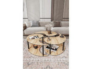 Ensemble de table basse en bois "Yin" 70 x 70 x 38 cm - Chêne 2