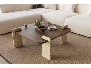 Table basse en bois "Afrolli" - 90 x 90 x 35 cm - Marron 2