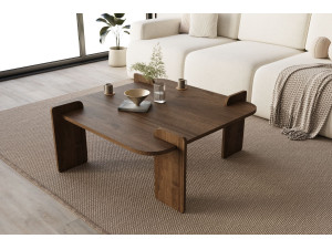 Table basse en bois "Woog" 90 x 90 x 35 cm - Noyer 2