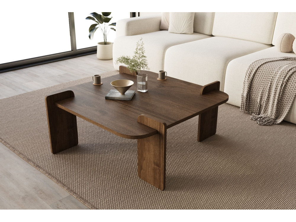 Table basse en bois "Woog" 90 x 90 x 35 cm - Noyer