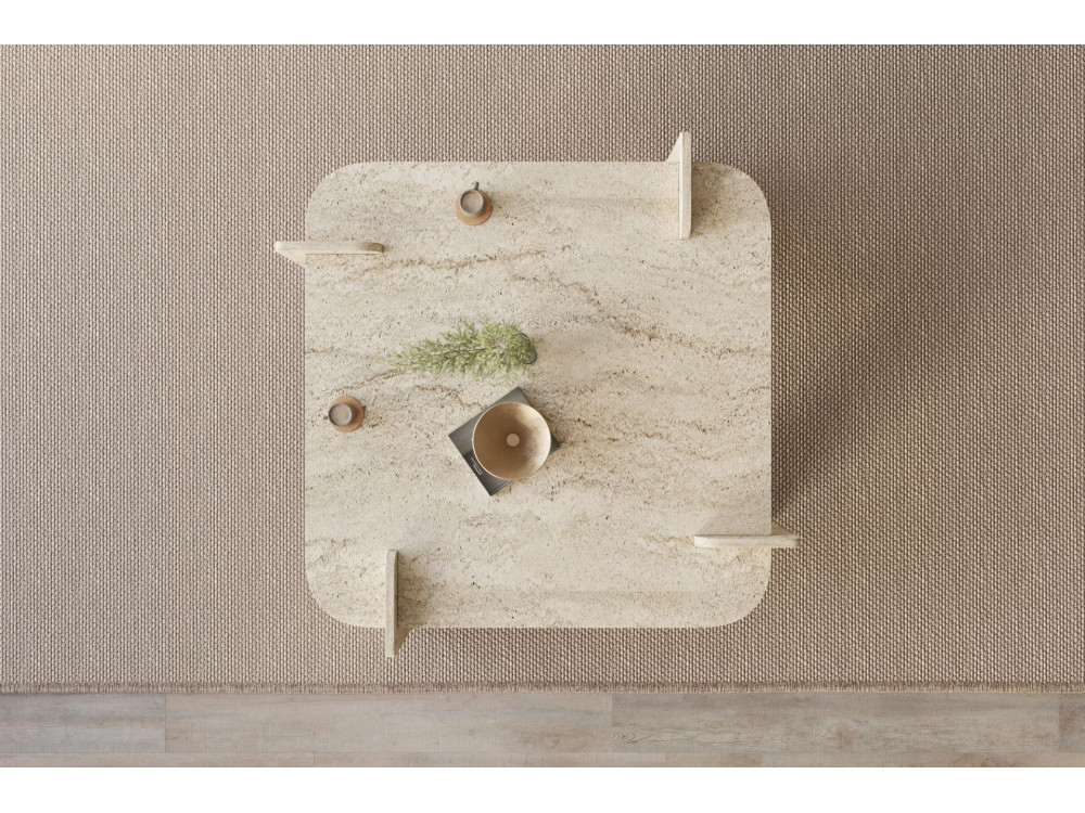 Table basse en bois "Woog" 90 x 90 x 35 cm - Travertin