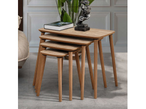Table gigogne (4 pièces) en bois "Luci" 70 x 40 x 55 cm - Chêne 2