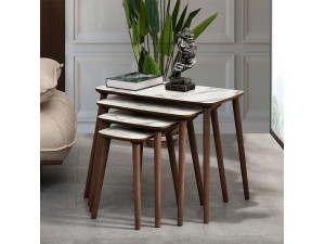 Table gigogne (4 pièces) en bois "Luci" 70 x 40 x 55 cm - Blanc 2