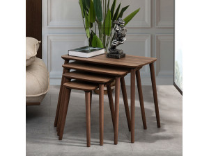 Table gigogne (4 pièces) en bois "Luci" 70 x 40 x 55 cm - Noyer 2