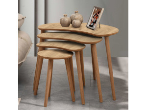 Table gigogne (4 pièces) en bois "Moon" 40 x 75 x 55 cm - Chêne 2