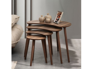 Table gigogne (4 pièces) en bois "Moon" 40 x 75 x 55 cm - Noyer 2