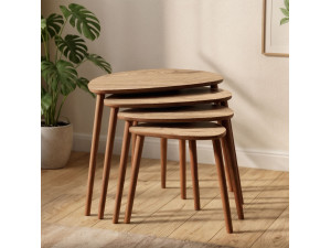 Table gigogne (4 pièces) en bois "Nora" 68 x 45 x 55 cm - Chêne 2