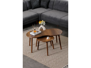 Ensemble de table basse en bois "Marlo" 100 x 50 x 45 cm - Noyer 2